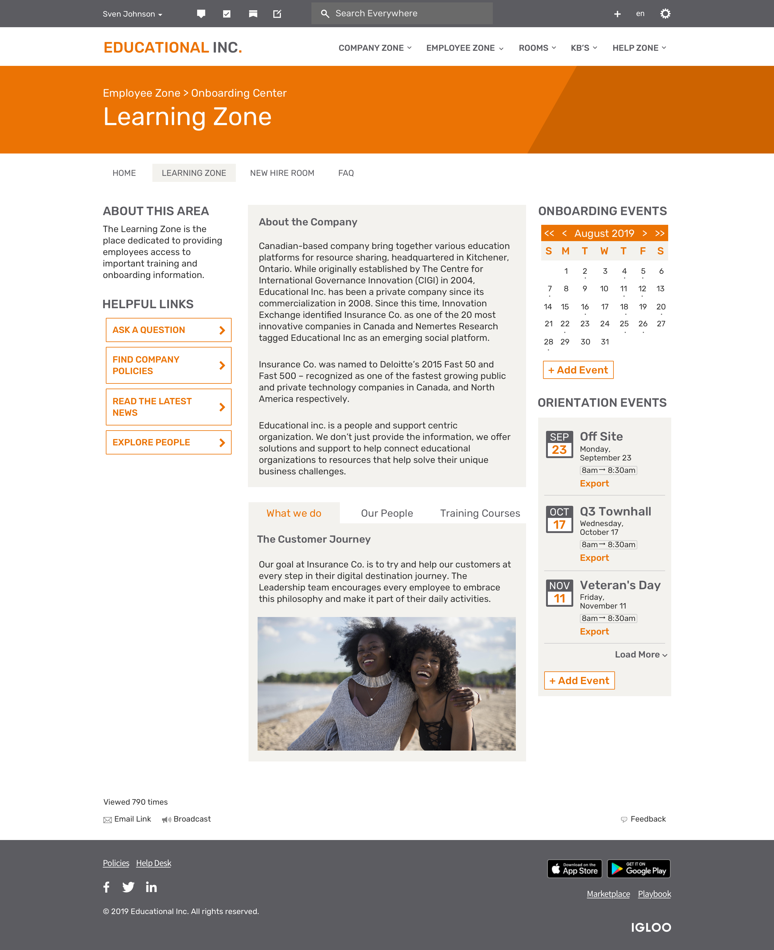 Onboarding Center Learning Zone