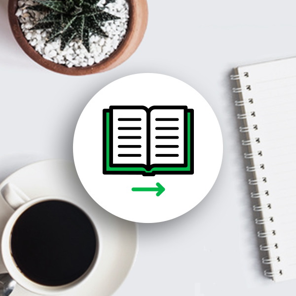 Igloo digital workplace playbook icon with a coffee cup, cactus/succulent, and a white note book