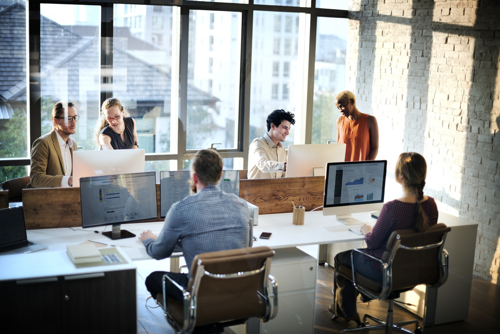 people working in an office